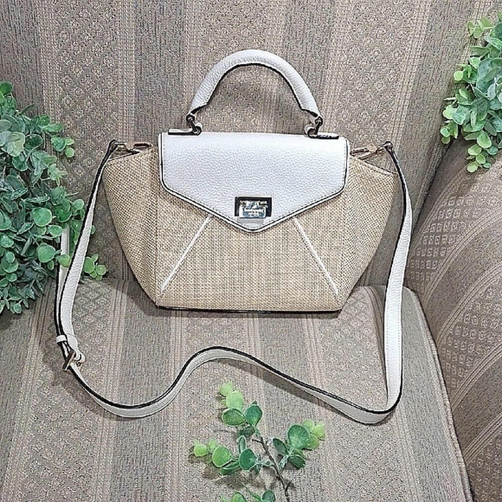 Kate Spade Wellsley Place Laurel Woven Straw & Leather Crossbody Sachel